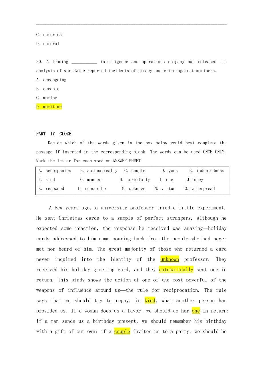 2018英语专四真题与参考答案解析_第5页