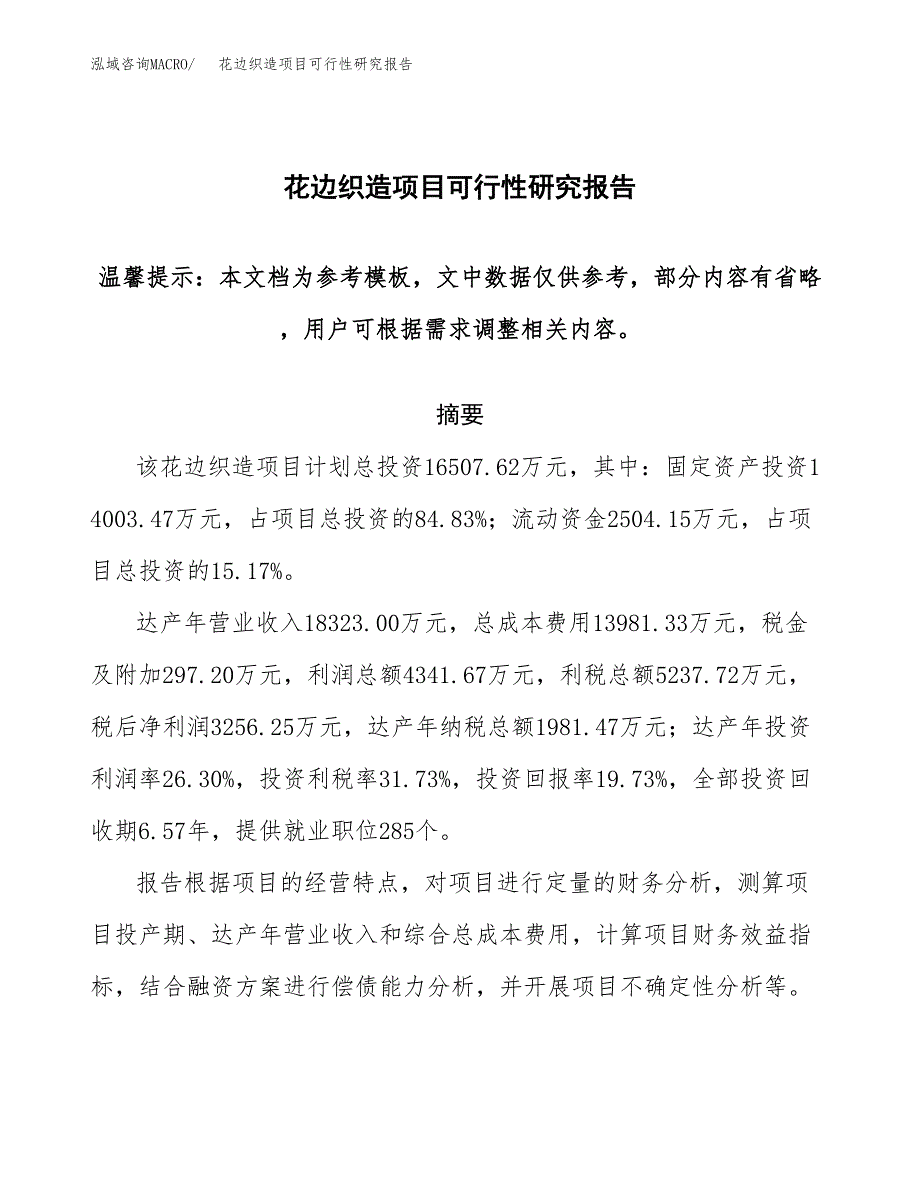 花边织造项目可行性研究报告范本大纲.docx_第1页