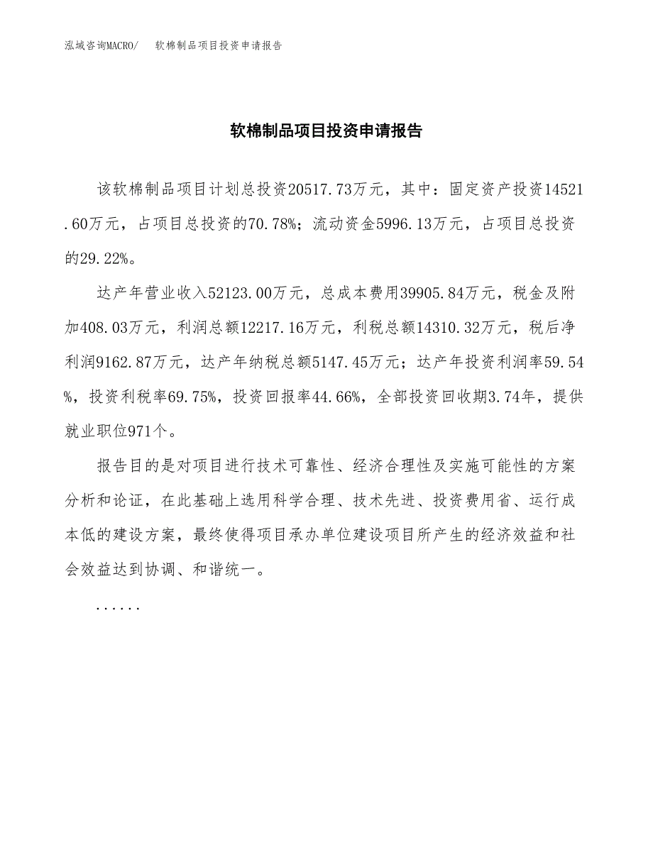 软棉制品项目投资申请报告模板.docx_第2页