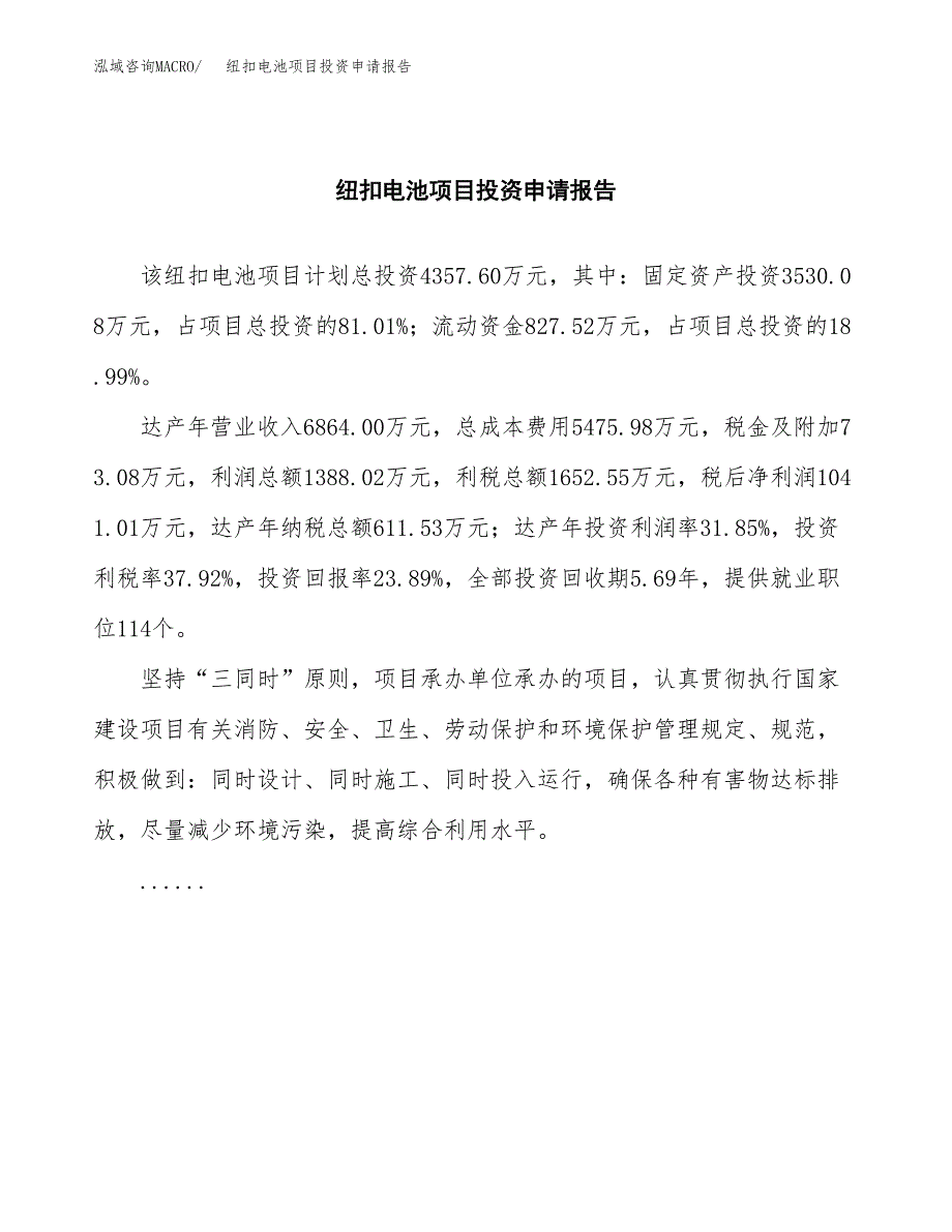 纽扣电池项目投资申请报告模板.docx_第2页