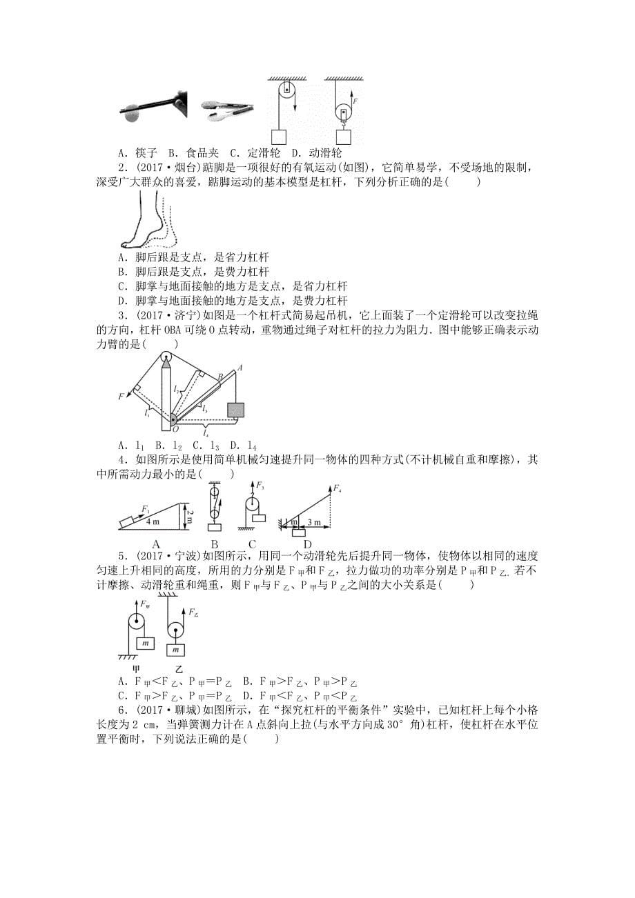 2018年新课标物理中考复习专题教学案第十三章----简单机械_第5页