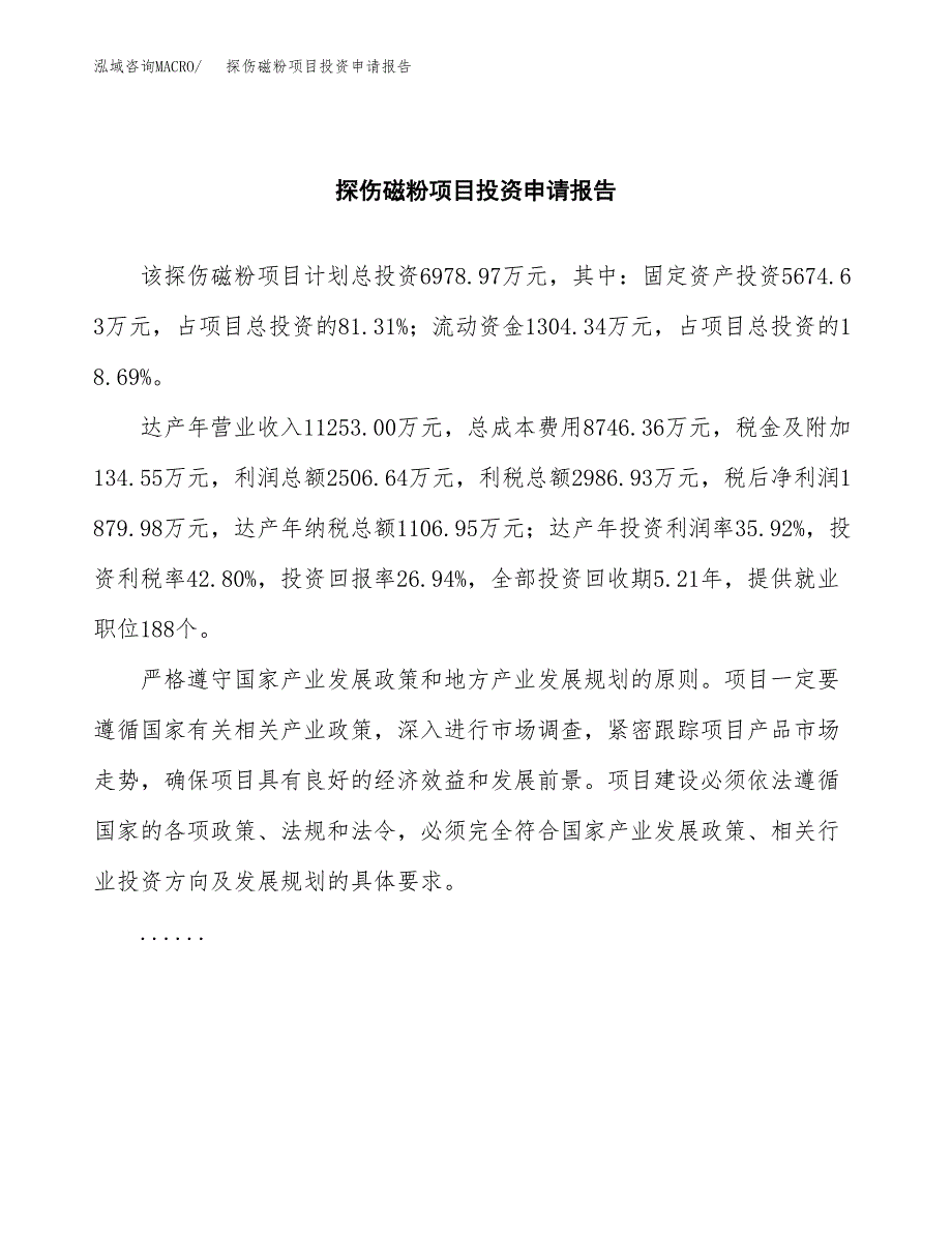 探伤磁粉项目投资申请报告模板.docx_第2页