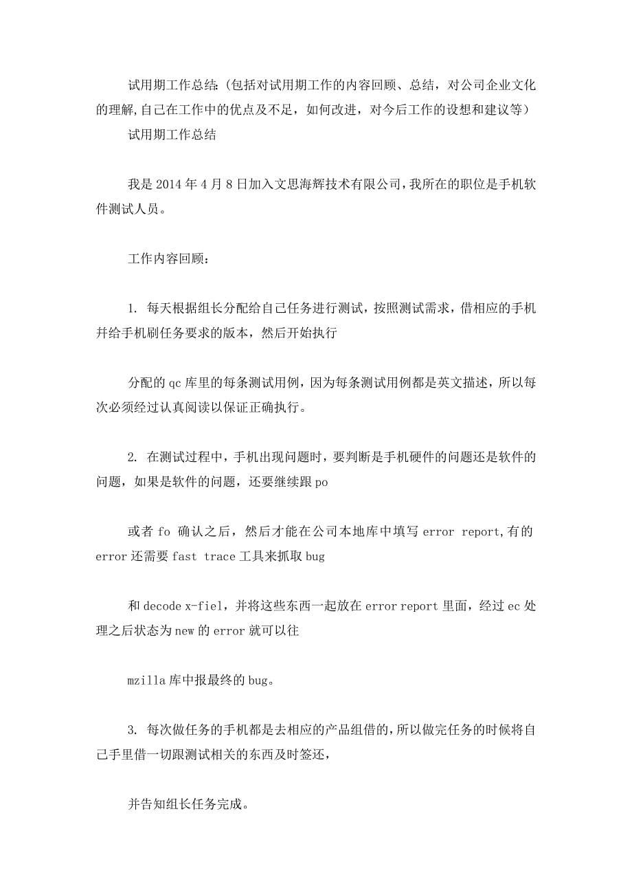 软件工程师 试用期工作总结(精 选多篇).docx_第5页