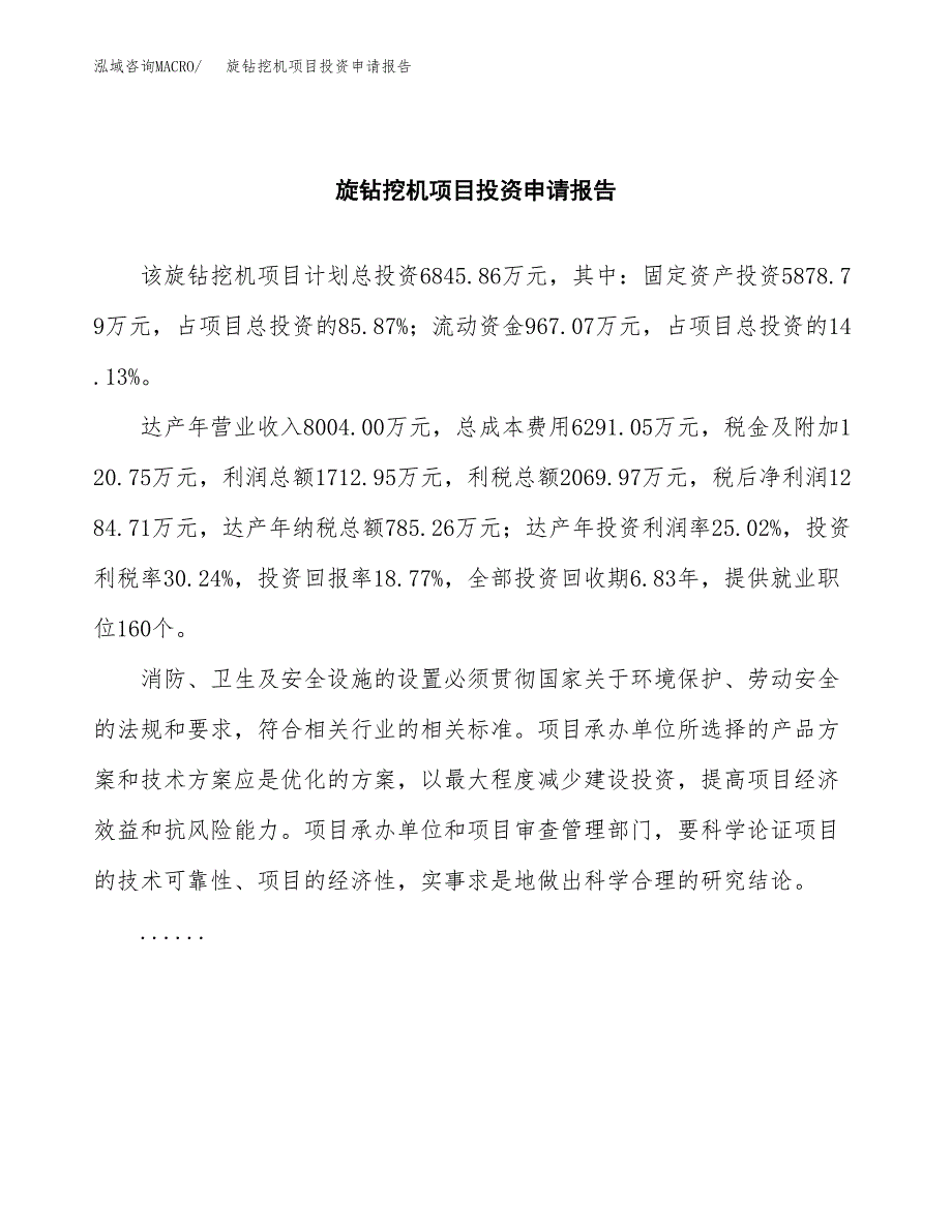 旋钻挖机项目投资申请报告模板.docx_第2页