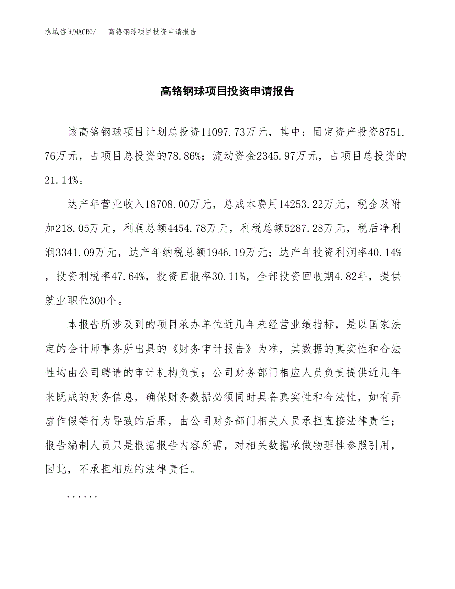 高铬钢球项目投资申请报告模板.docx_第2页