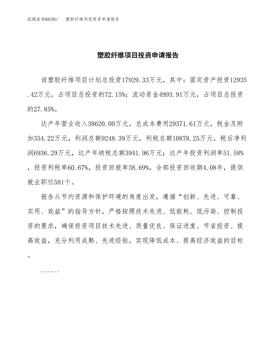 塑胶纤维项目投资申请报告模板.docx_第2页