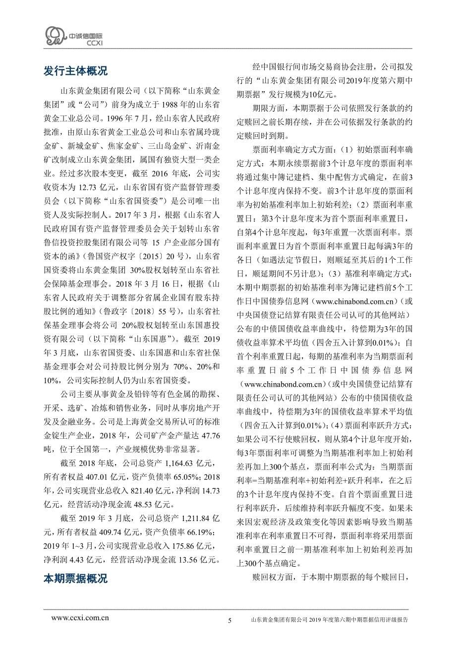 山东黄金集团有限公司2019年度主体评级报告_第5页