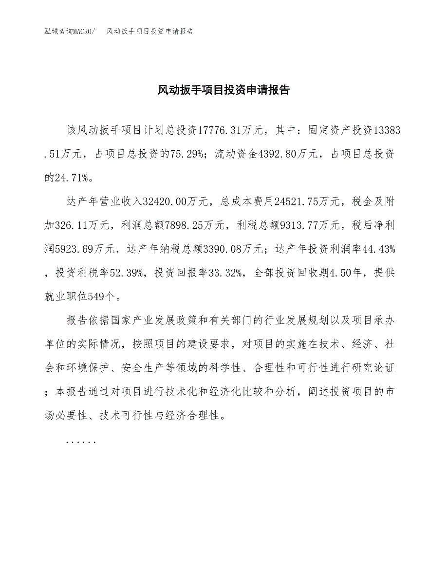 风动扳手项目投资申请报告模板.docx_第2页