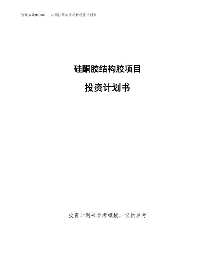 硅酮胶结构胶项目投资计划书(招商引资).docx