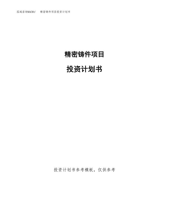 精密铸件项目投资计划书(招商引资) (2).docx