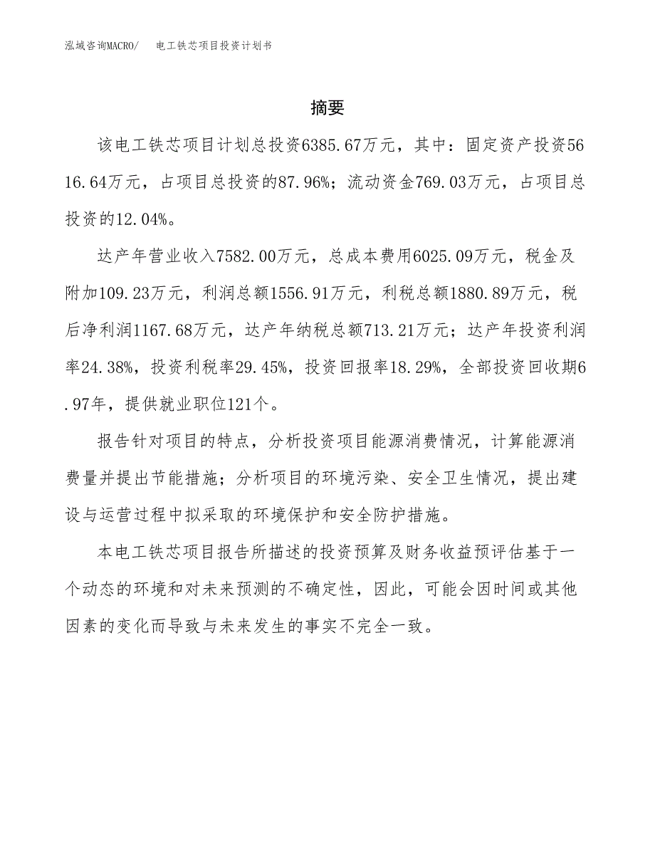 电工铁芯项目投资计划书(招商引资).docx_第2页