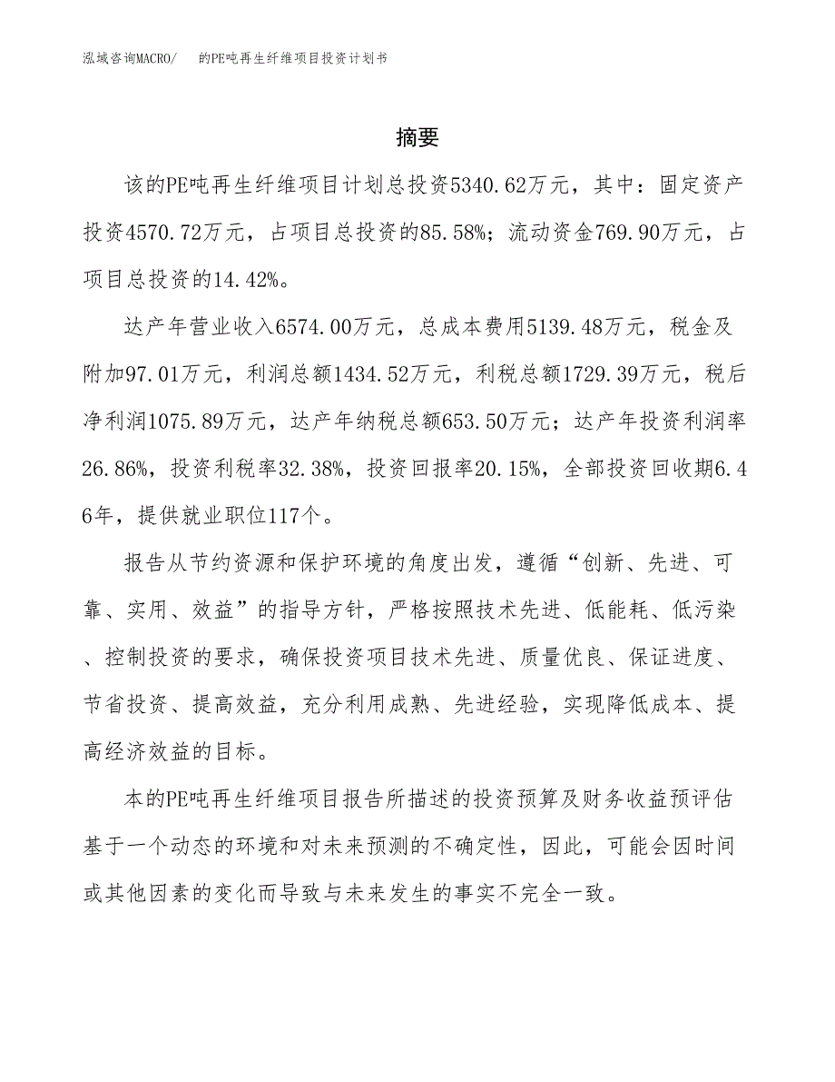 的PE吨再生纤维项目投资计划书(招商引资).docx_第2页