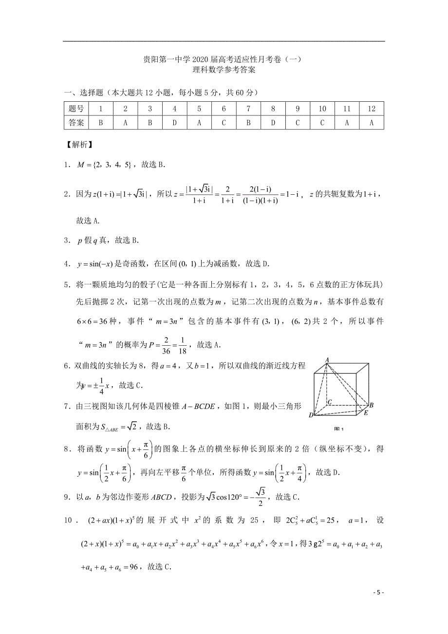 贵州省2020届高三数学上学期第一次适应性考试试题理（扫描版）_第5页