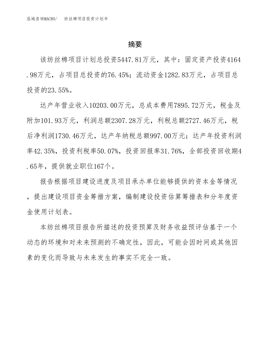 纺丝棉项目投资计划书(招商引资).docx_第2页