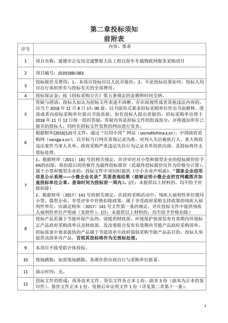 交通警察大队工程自卸车车载物联网采购项目招标文件_第5页