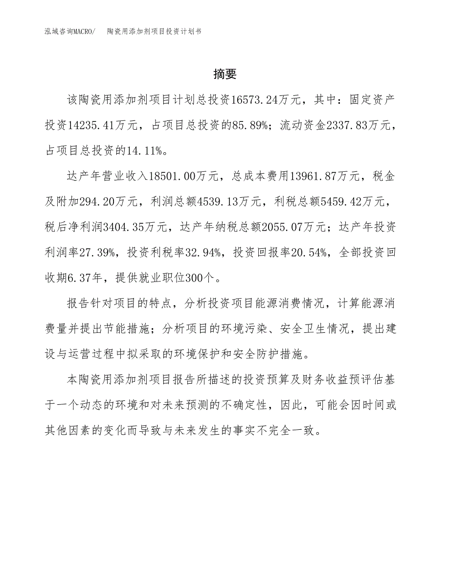 陶瓷用添加剂项目投资计划书(招商引资).docx_第2页