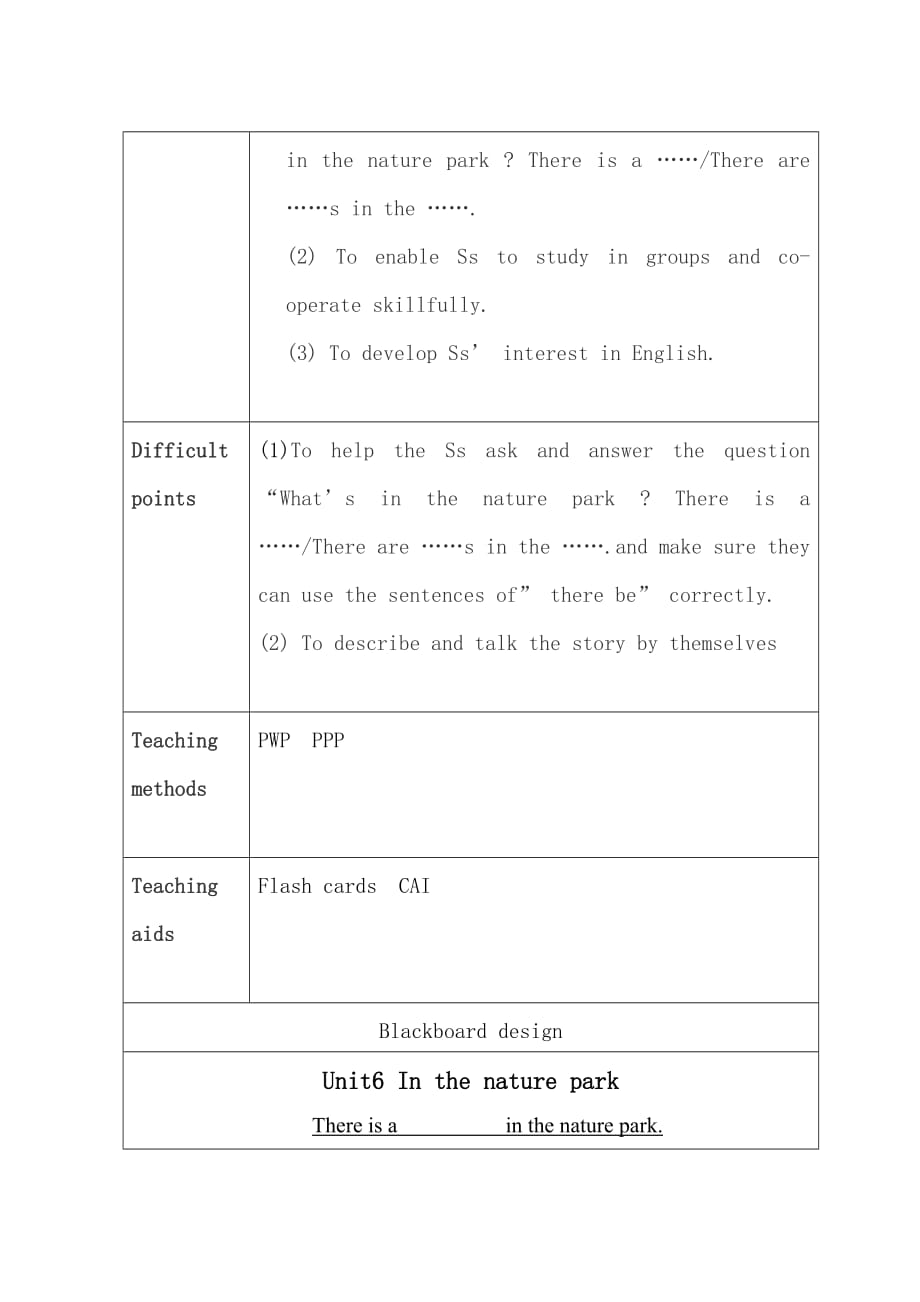 五年级上册英语教案－Unit6 In a nature PartC ｜人教（PEP）（2014秋）_第3页