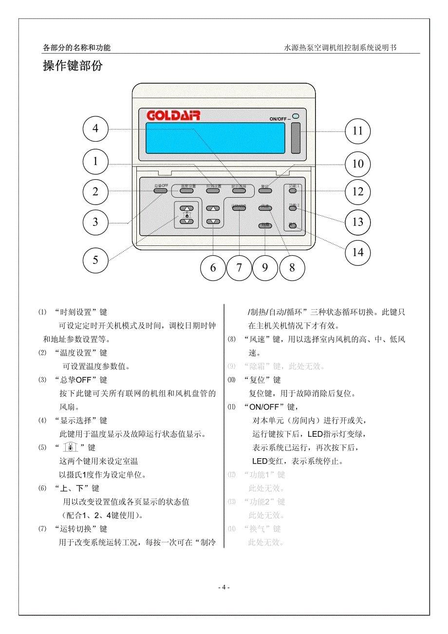 PH系列 户式水源热泵机组 控制系统说明书_第5页