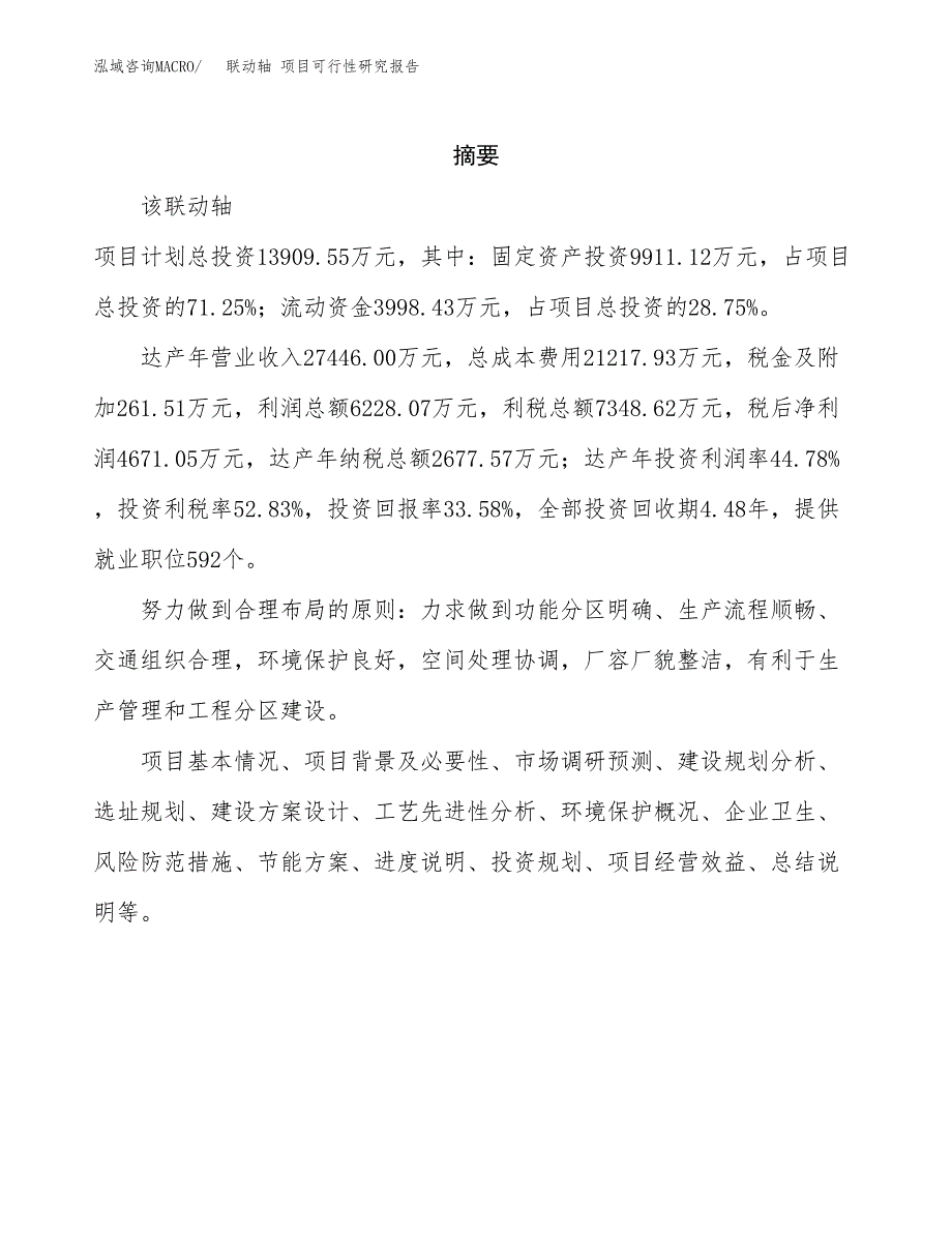 联动轴 项目可行性研究报告标准模板.docx_第2页