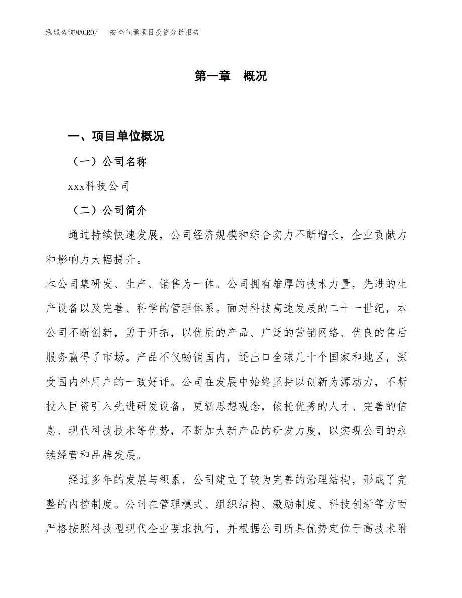 安全气囊项目投资分析报告（投融资报告）.docx_第1页