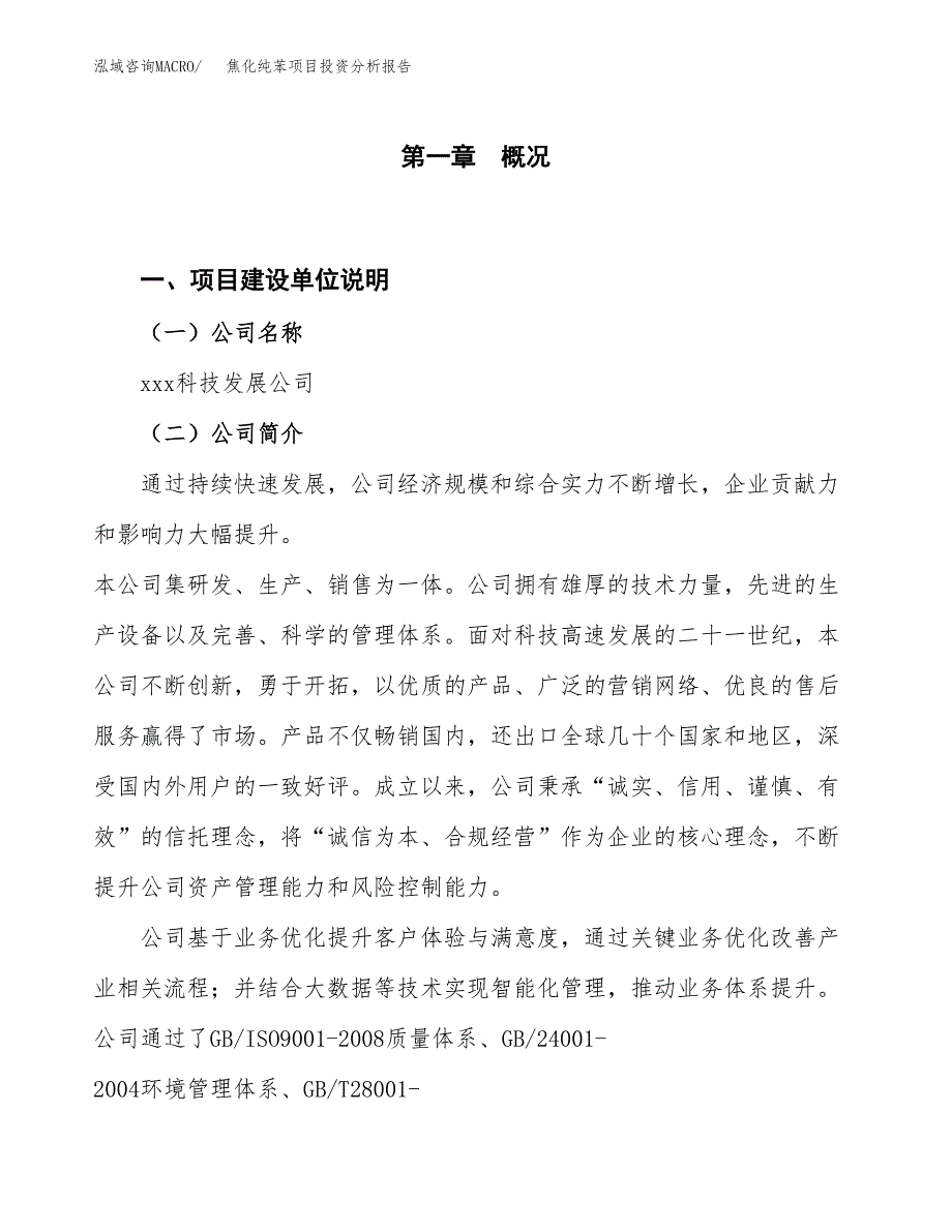 焦化纯苯项目投资分析报告（投融资报告）.docx_第1页