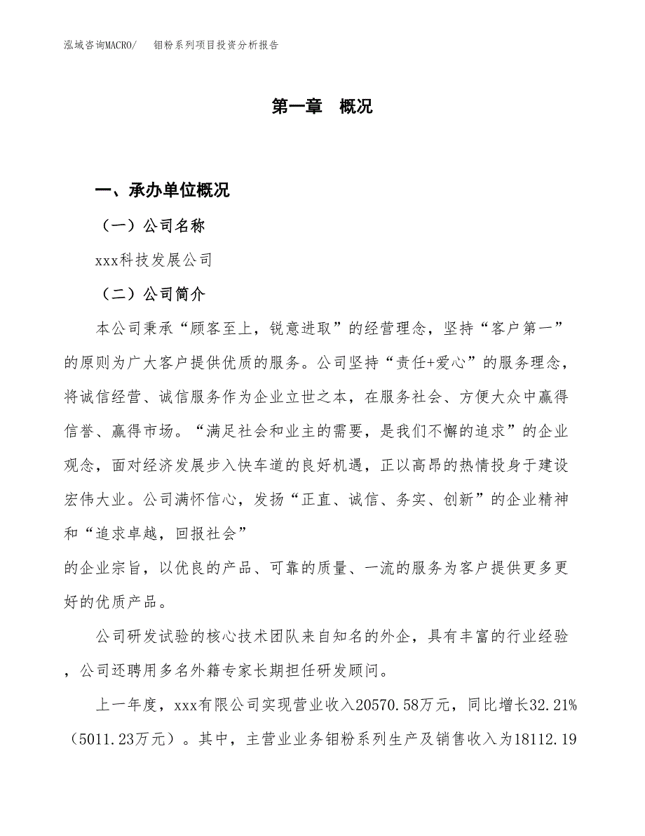 钼粉系列项目投资分析报告（投融资报告）.docx_第1页