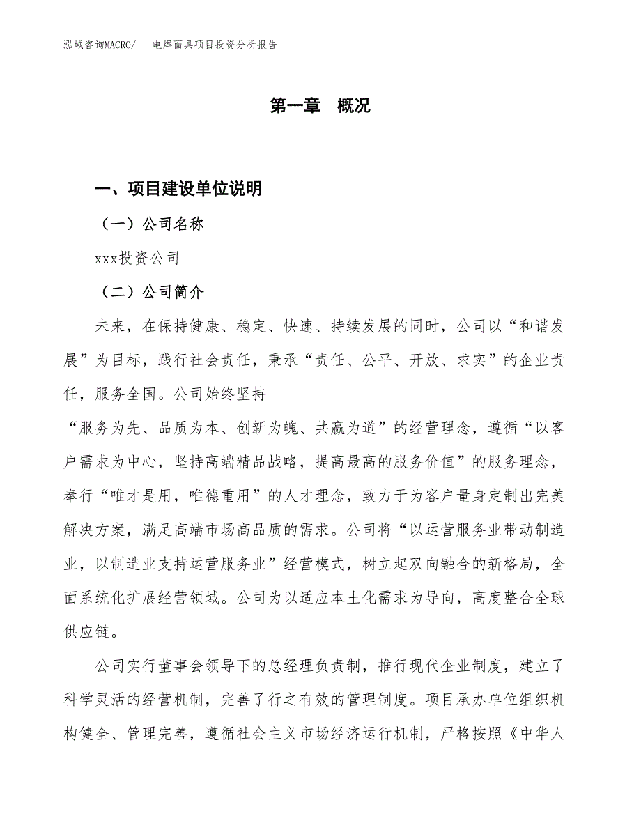 电焊面具项目投资分析报告（投融资报告）.docx_第1页