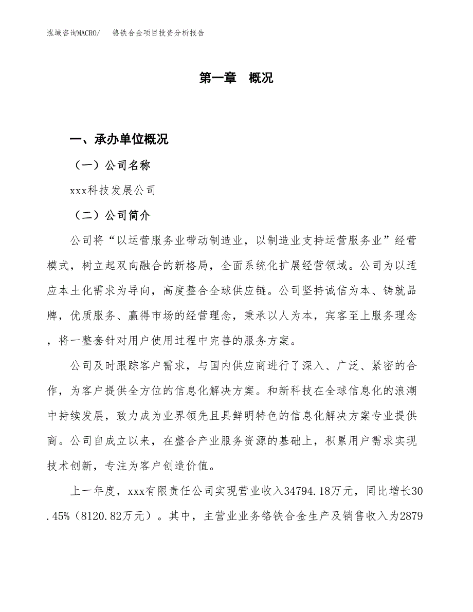 铬铁合金项目投资分析报告（投融资报告）.docx_第1页