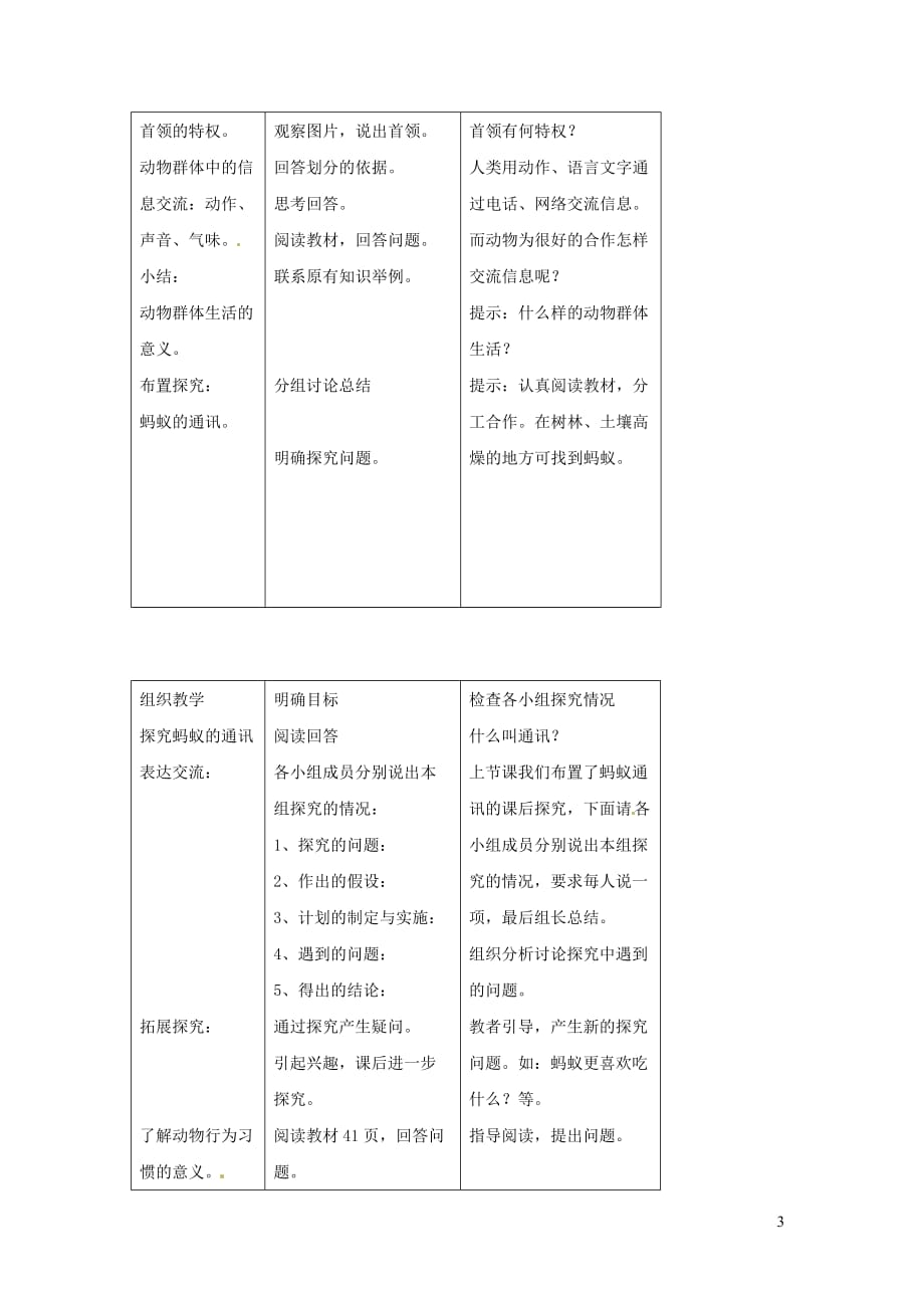 八年级生物上册第五单元 第二章 第三节 社会行为教案1 （新版）新人教版_第3页