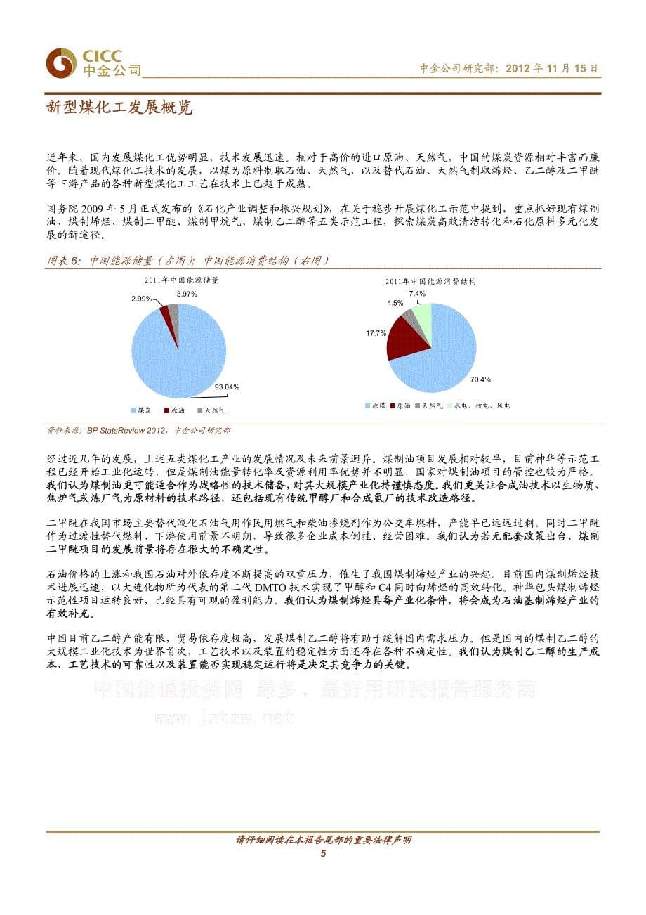 中金公司-化工行业新型煤化工系列报告之三：适度发展、重要补充煤制天然气发展前景可期；首次覆盖并推荐中国化学及东华科技-121115_第5页