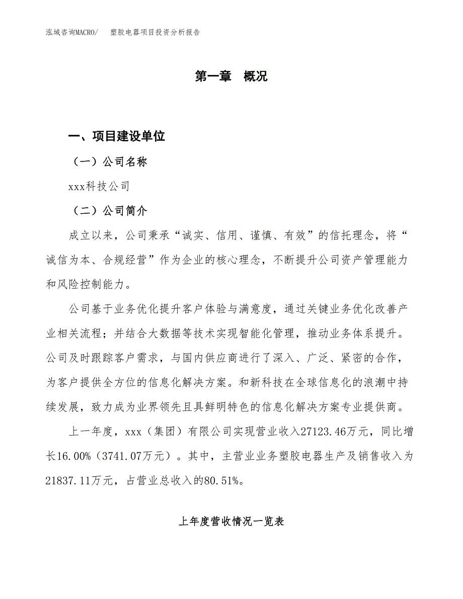 塑胶电器项目投资分析报告（投融资报告）.docx_第1页