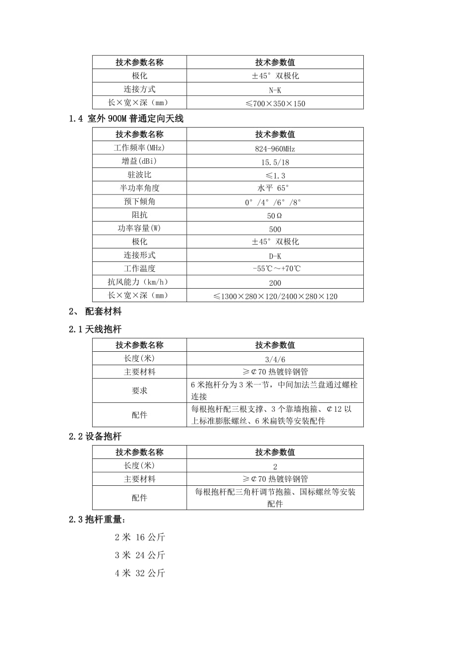 天线和抱杆材料技术指标说明_第2页