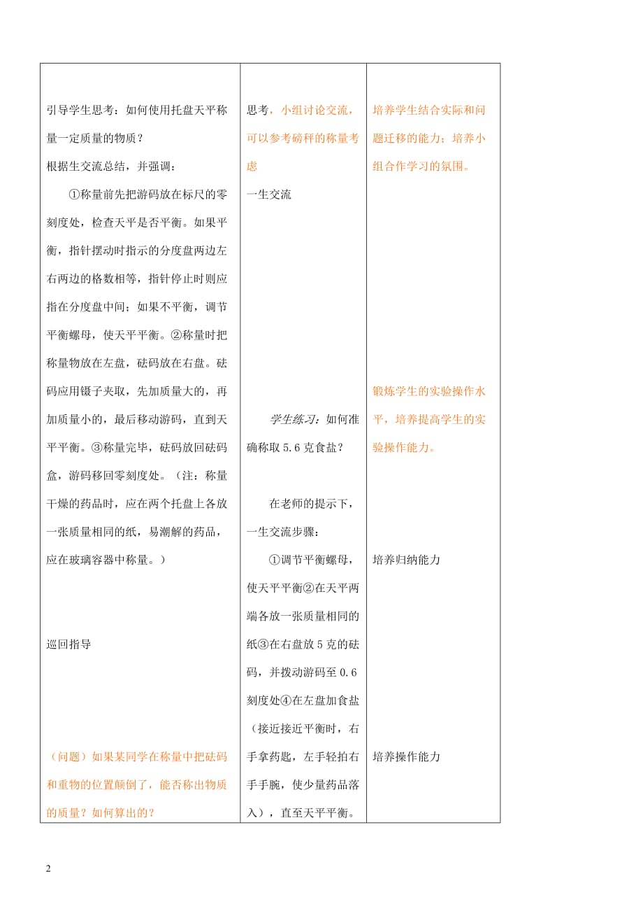 九年级化学全册第一单元 化学改变了世界 1.3 走进化学实验室（第4课时）教案 鲁教版_第2页