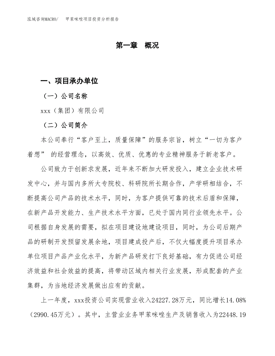 甲苯咪唑项目投资分析报告（投融资报告）.docx_第1页