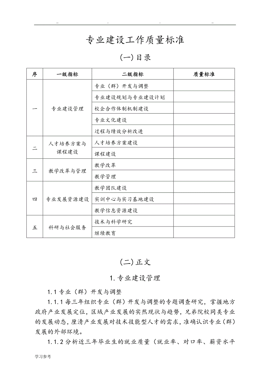 专业建设质量标准[详]_第1页