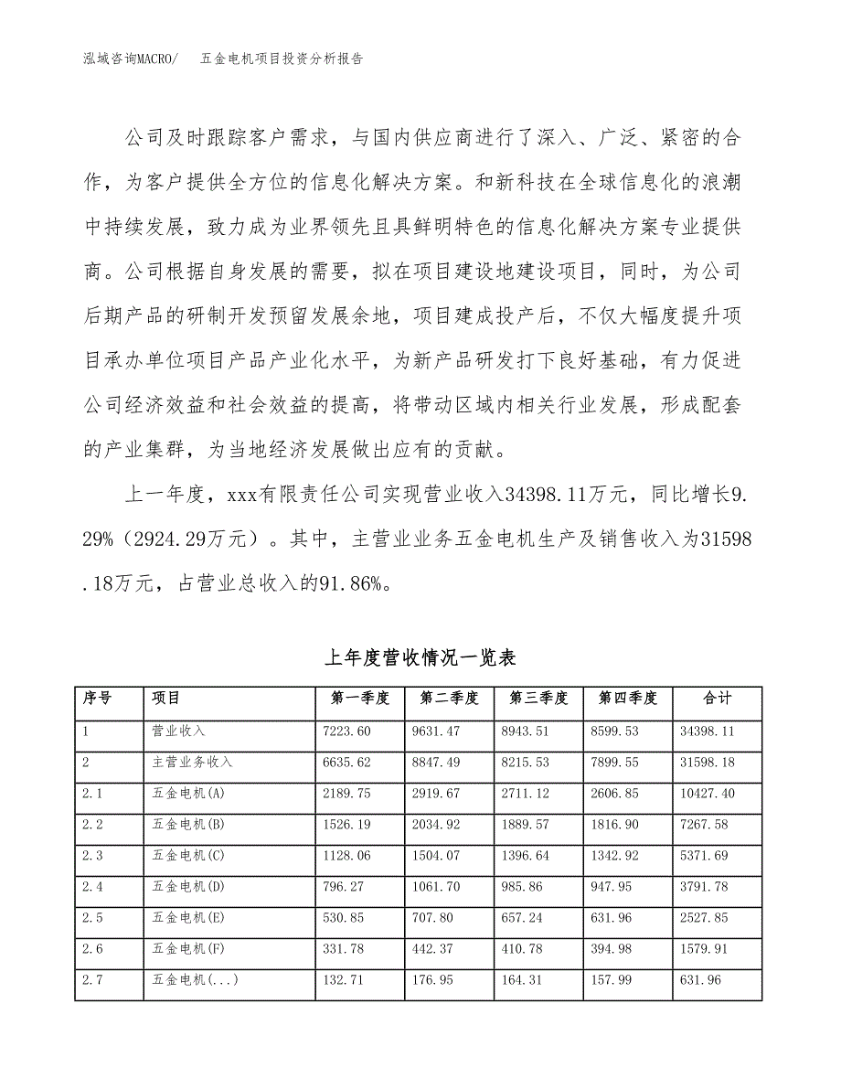 五金电机项目投资分析报告（投融资报告）.docx_第2页