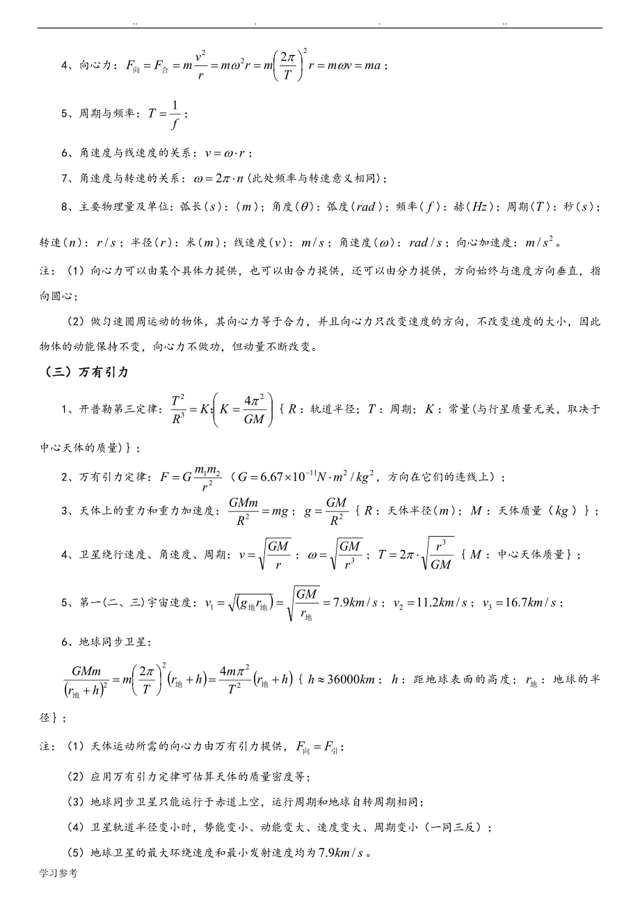 2017人版高中物理公式详细大全_第4页