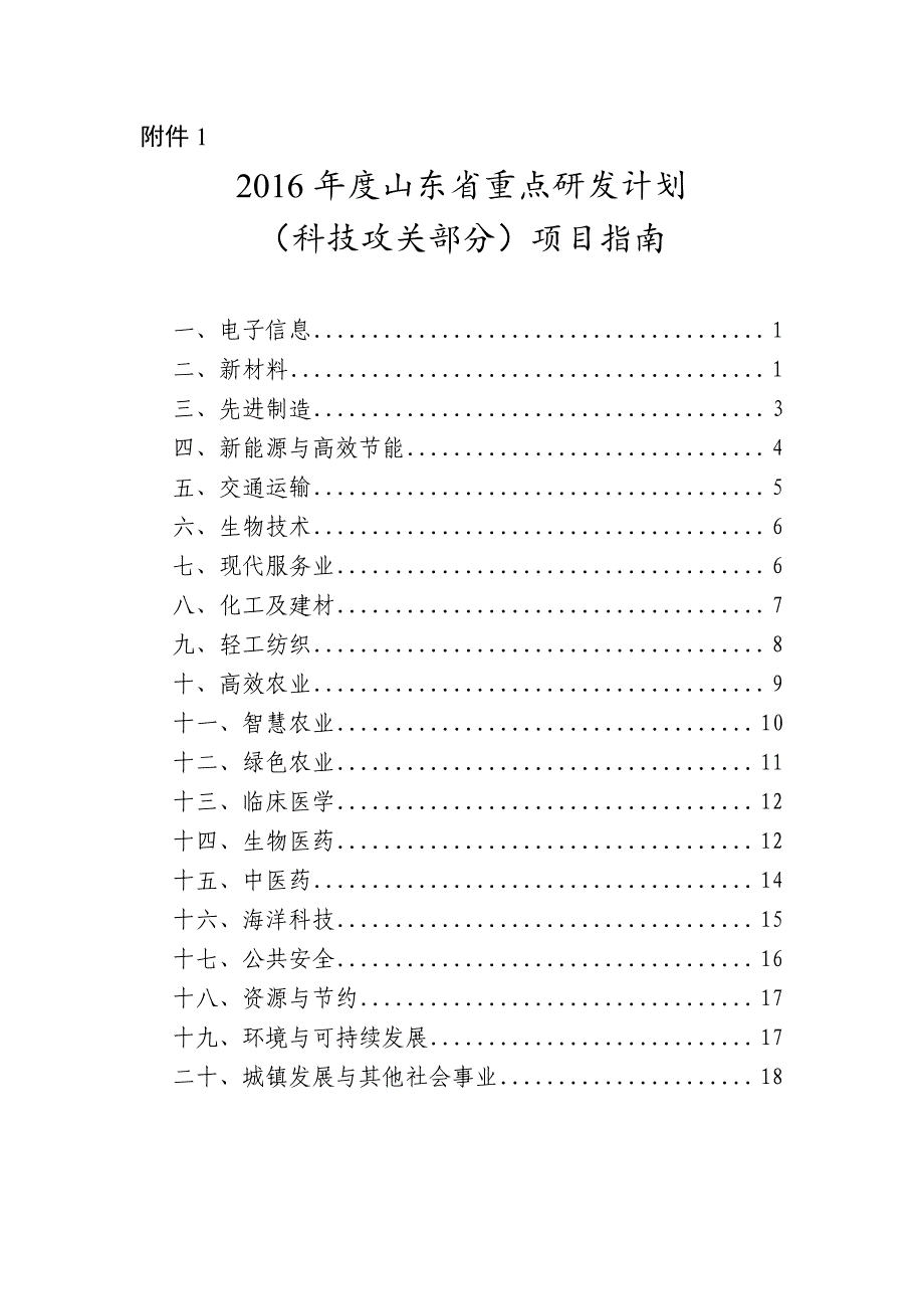 2016年 年度山东省重点研发计划(科技攻关部分项目指南_第1页