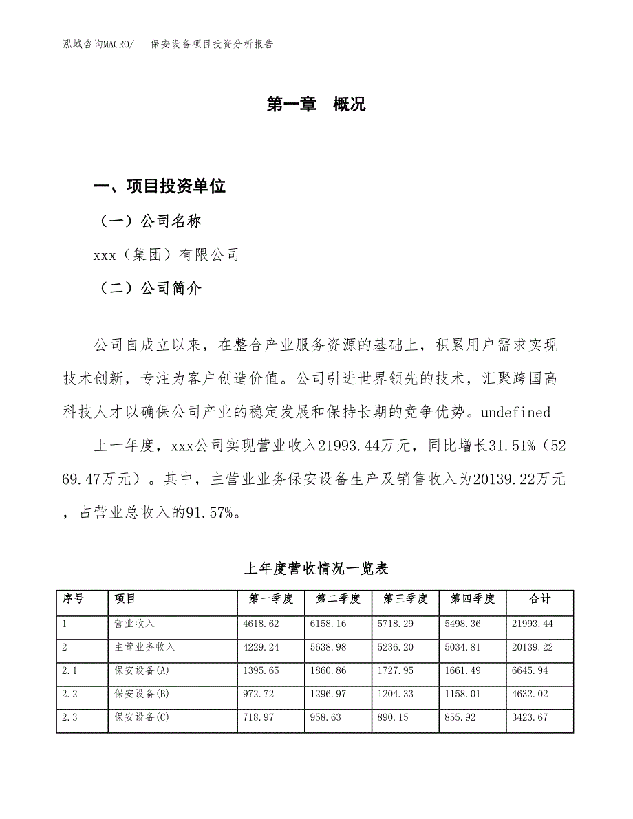 保安设备项目投资分析报告（投融资报告）.docx_第1页