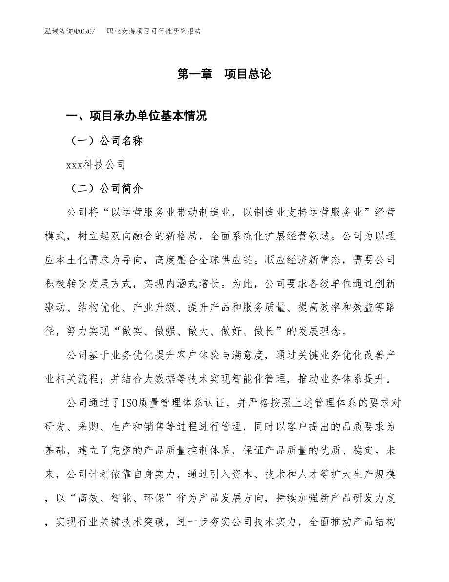 职业女装项目可行性研究报告标准模板.docx_第4页