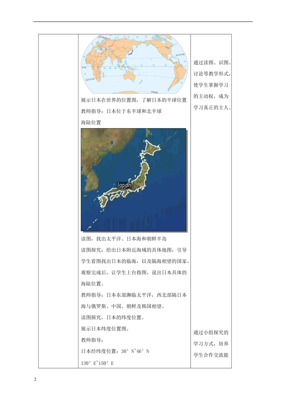 八年级地理下册7.1 日本教案1 中图版_第2页