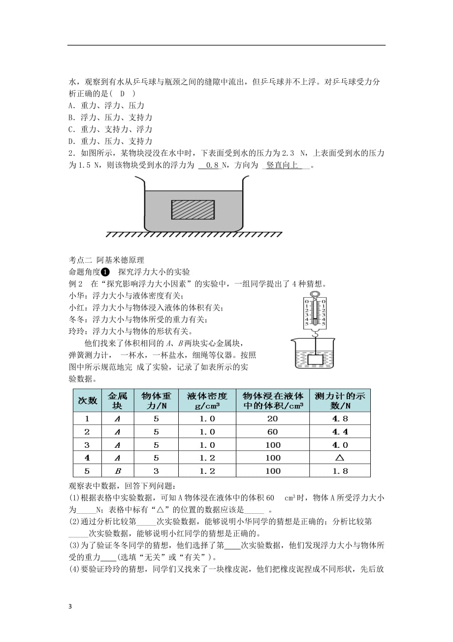 中考物理一轮复习第十章 浮力_第3页