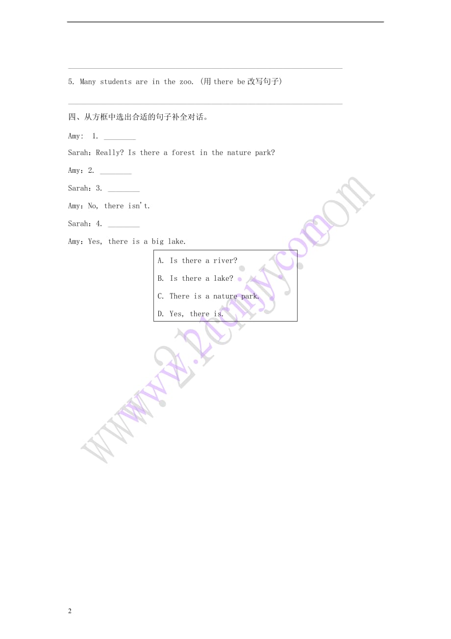 五年级英语上册 Unit 6 In a nature park PA Let’s learn练习 人教pep_第2页