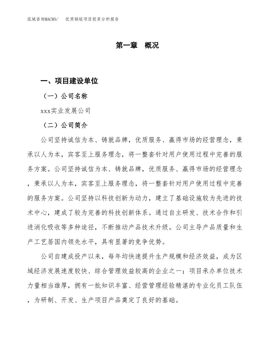 优质钢锭项目投资分析报告（投融资报告）.docx_第1页