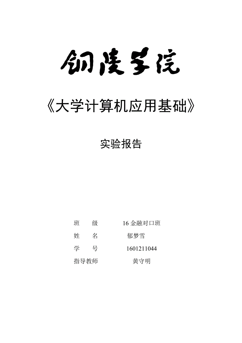 大学计算机应用基础实验报告_第1页