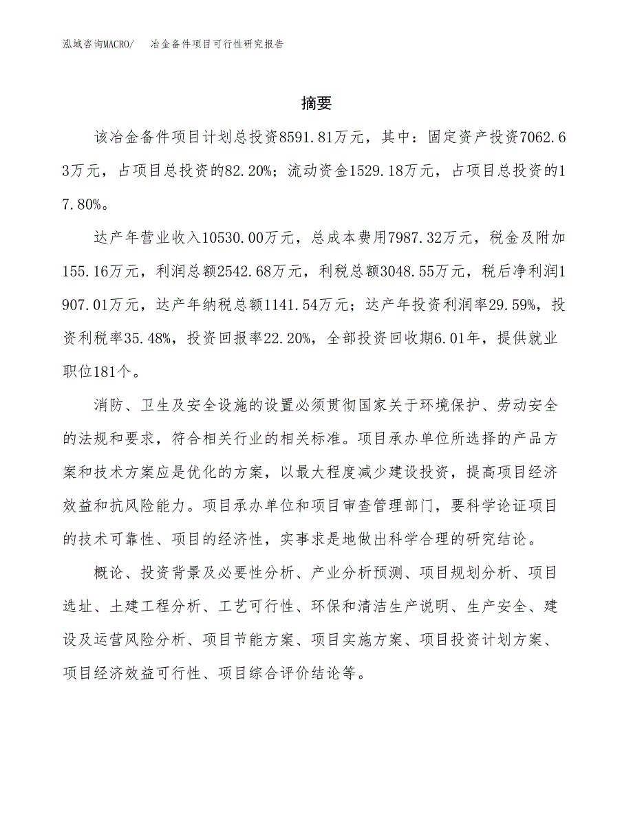 冶金备件项目可行性研究报告标准模板.docx_第2页