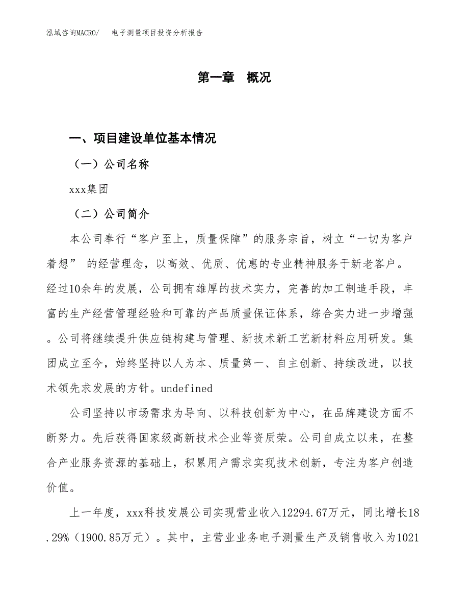 电子测量项目投资分析报告（投融资报告）.docx_第1页