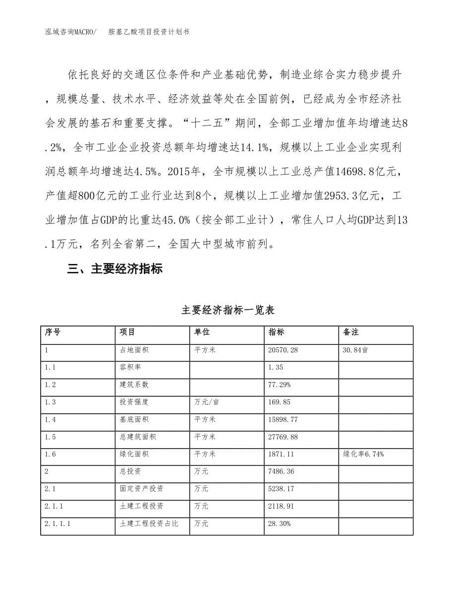 胺基乙酸项目投资计划书(融资报告).docx_第5页