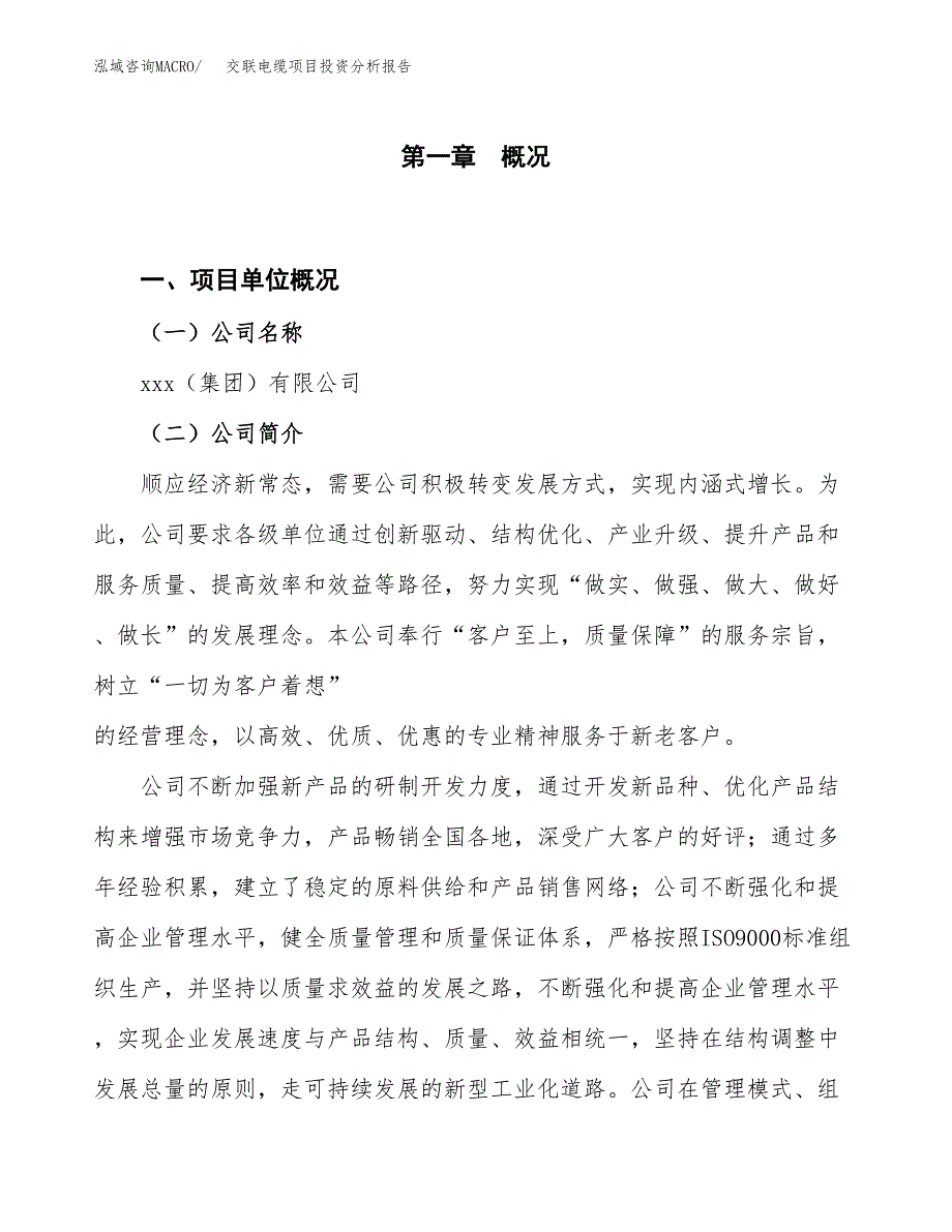 交联电缆项目投资分析报告（投融资报告）.docx_第1页