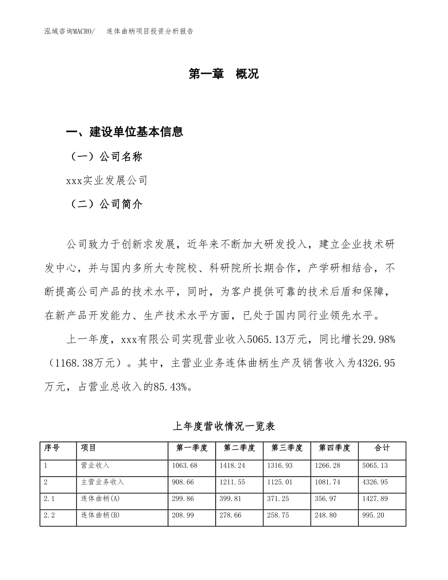 连体曲柄项目投资分析报告（投融资报告）.docx_第1页